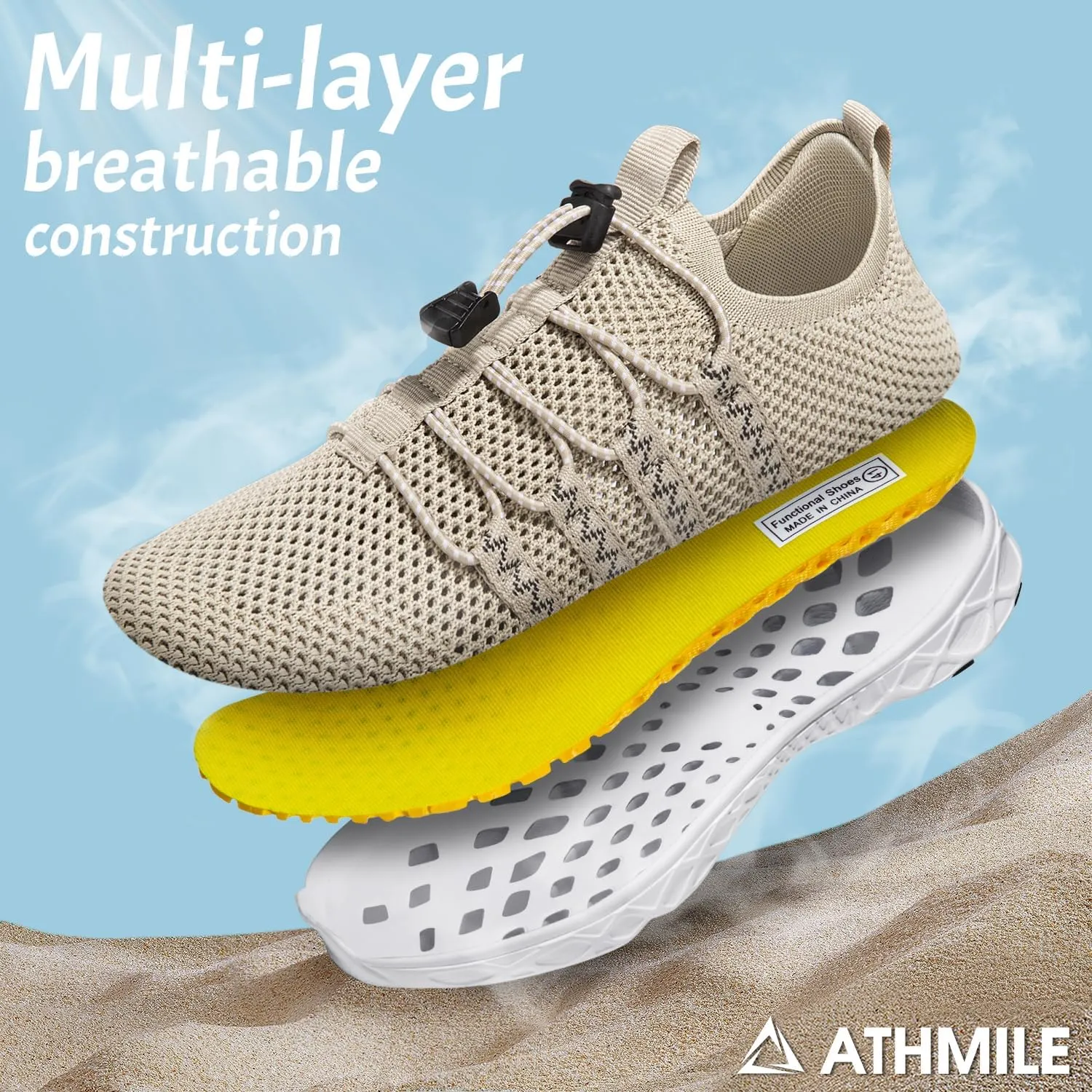 ATHMILE Water Shoes for Men Women Barefoot Hiking Swim River Shoes Adult Lake Pool Aqua Socks Beach Quick Dry for Hiking Surfing Kayaking Sport Accessories Camping Must Haves