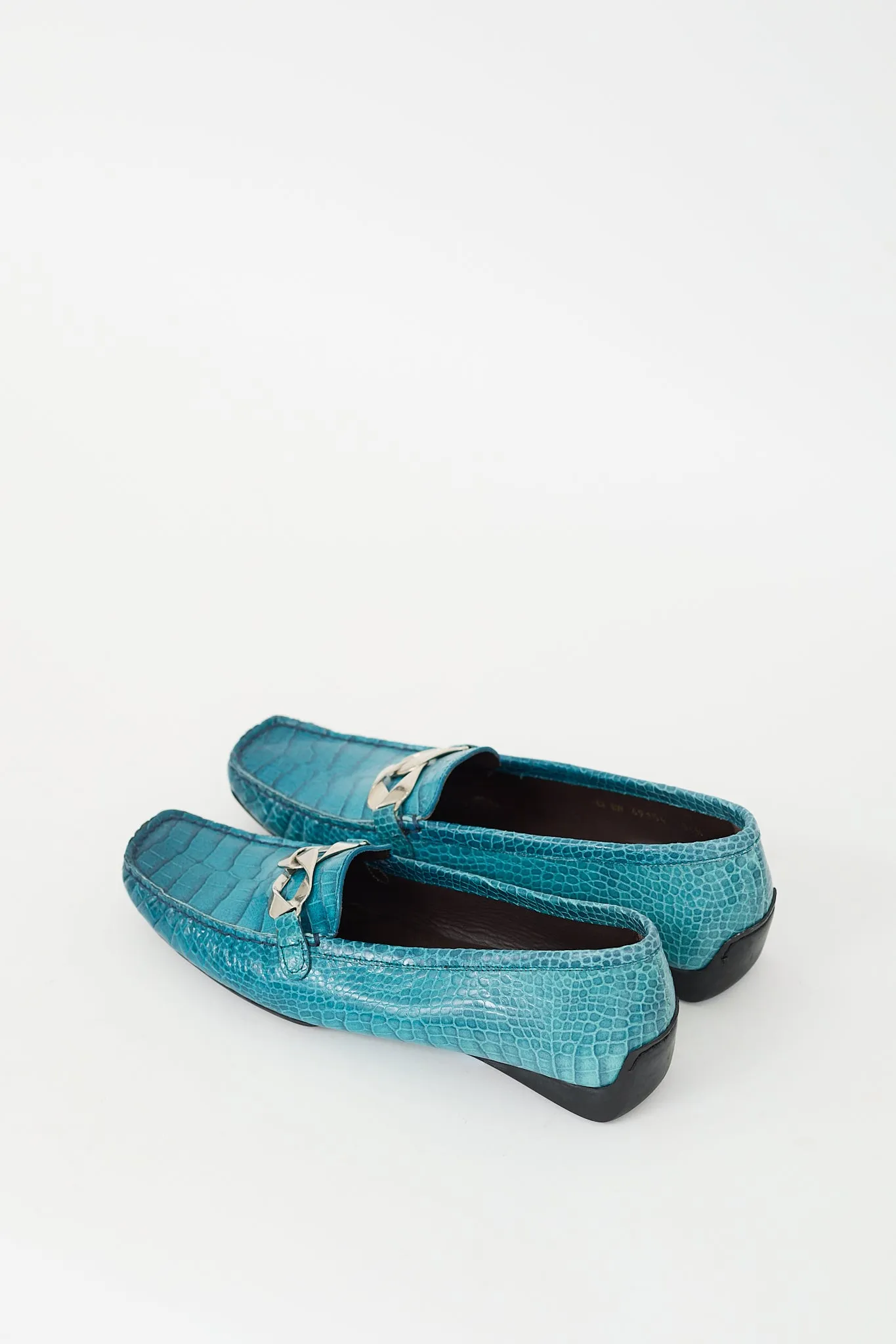 Blue Embossed Leather Loafer