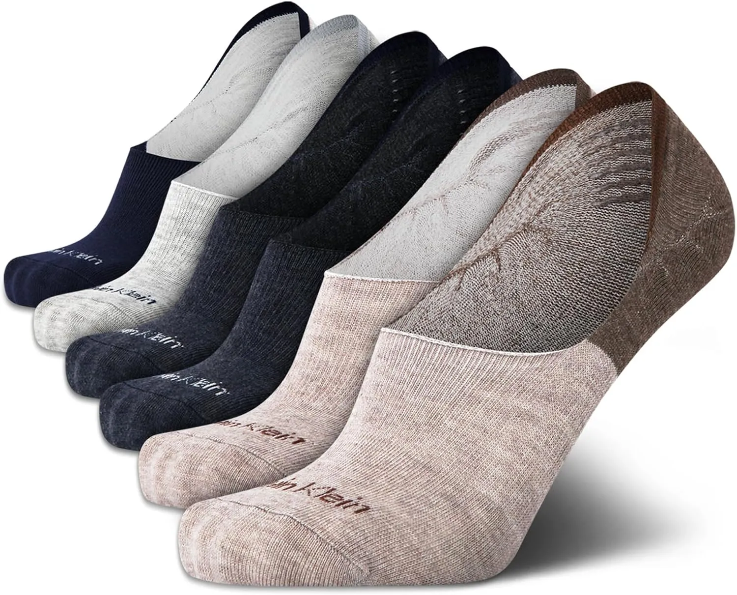 Calvin Klein Men's No Show Socks - 6 Pack Soft Cotton Blend Invisible Liners Loafer Socks for Men with Heel Grip (Size 7-12)