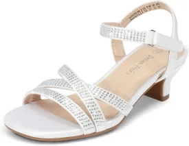 DREAM PAIRS Girls Sandals Low Heel Dress Open Toe Sandals Flower Wedding Party for Little Kid/Big Kid