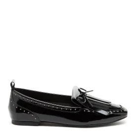 Flow Black Leather Kiltie Loafers