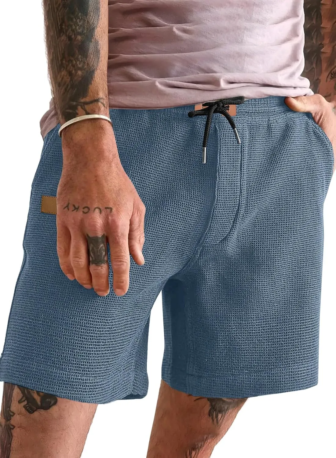 JMIERR Men's Casual 5"/ 7" Shorts Waffle Elastic Waist Drawstring Workout Running Jogging Beach Sweat Shorts with Pockets