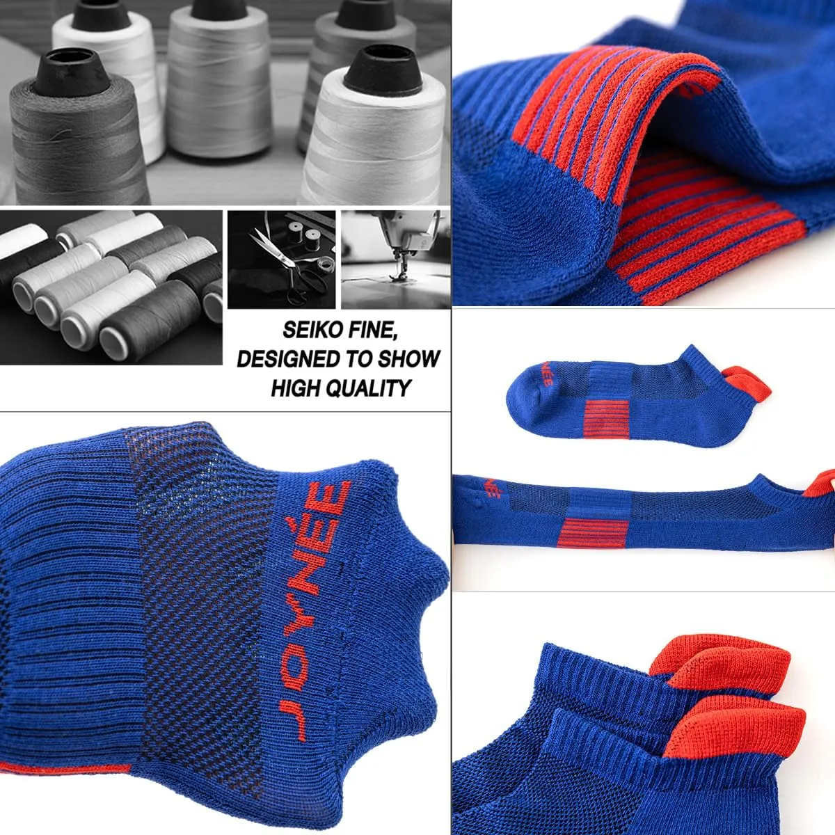 JOYN??E Men??s Athletic Socks Low Cut Cushion Running Socks Breathable Comfort for Sports 6 Pack