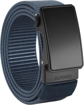 JUKMO Men's 1.5" Nylon Ratchet Belt, Casual Web Click Belt with Slide Buckle for Jeans, No Holes Adjustable Trim to Fit
