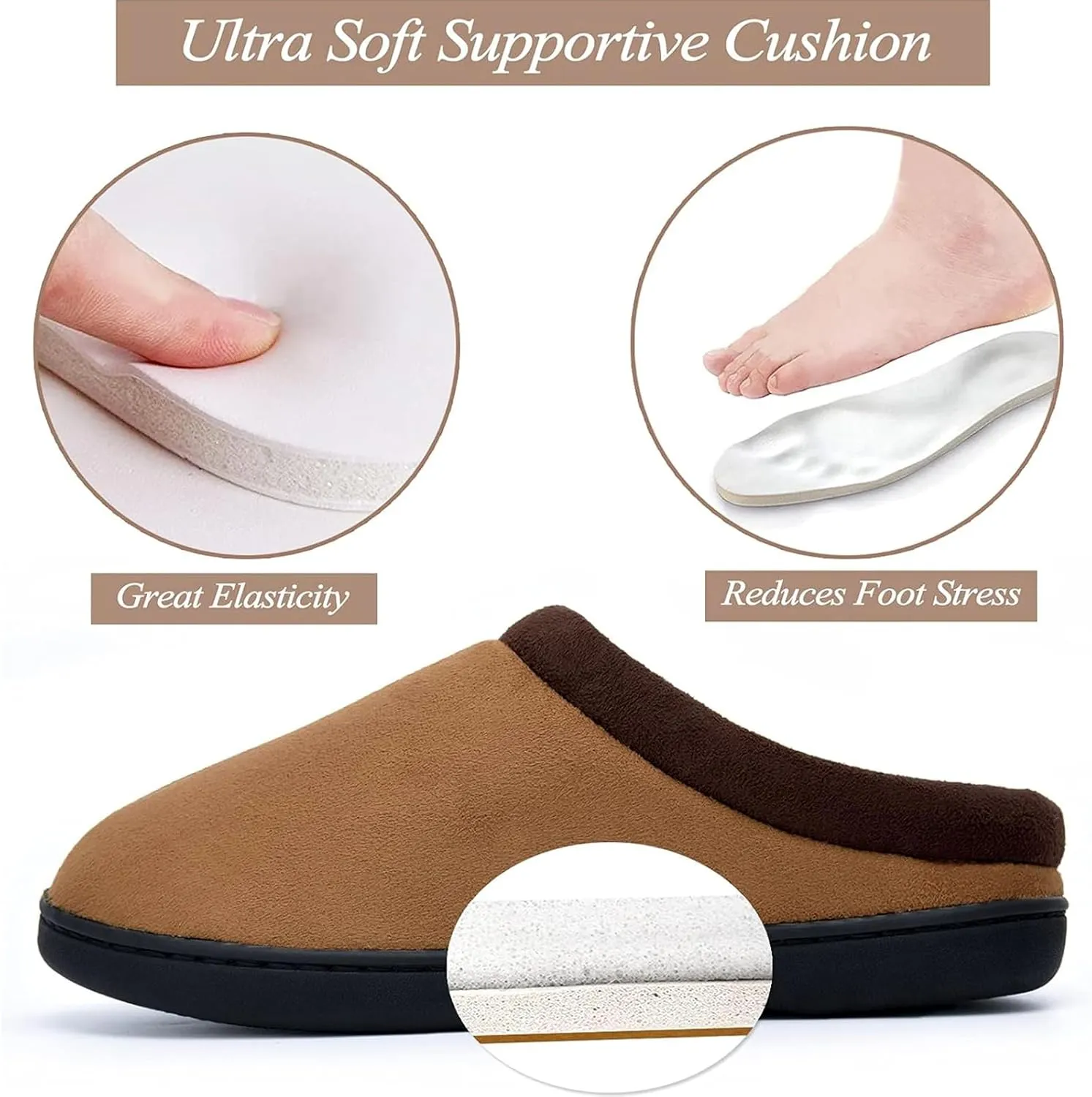 LORDFON Memory Foam Mens Slippers Slip-On Comfy House Slippers for Men Indoor Outdoor Non-Slip Warm Winter Men??s Bedroom Slippers Size