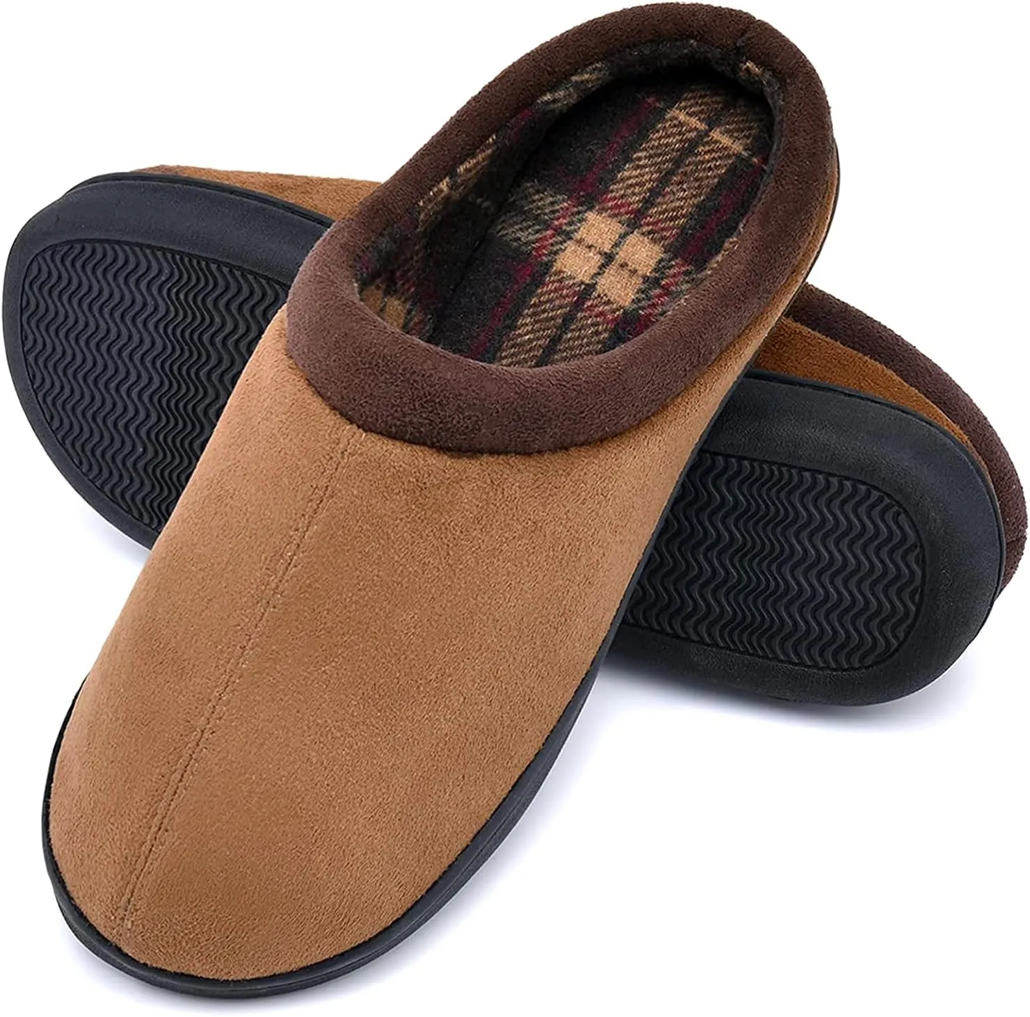 LORDFON Memory Foam Mens Slippers Slip-On Comfy House Slippers for Men Indoor Outdoor Non-Slip Warm Winter Men??s Bedroom Slippers Size