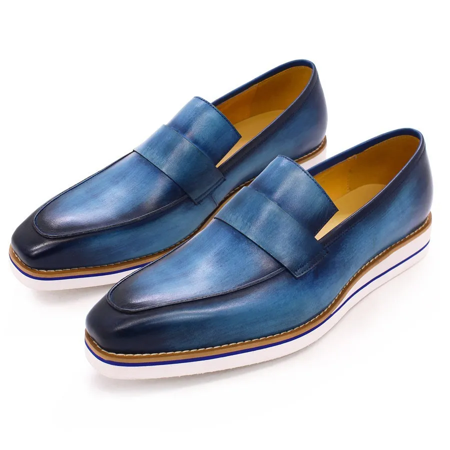 Men Casual Leather Flat Retro Loafers