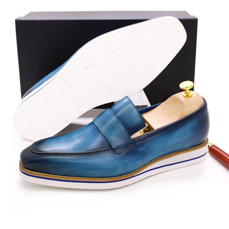 Men Casual Leather Flat Retro Loafers