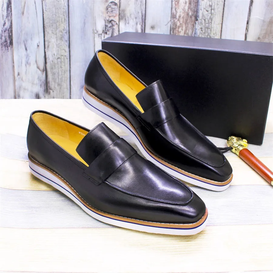 Men Casual Leather Flat Retro Loafers