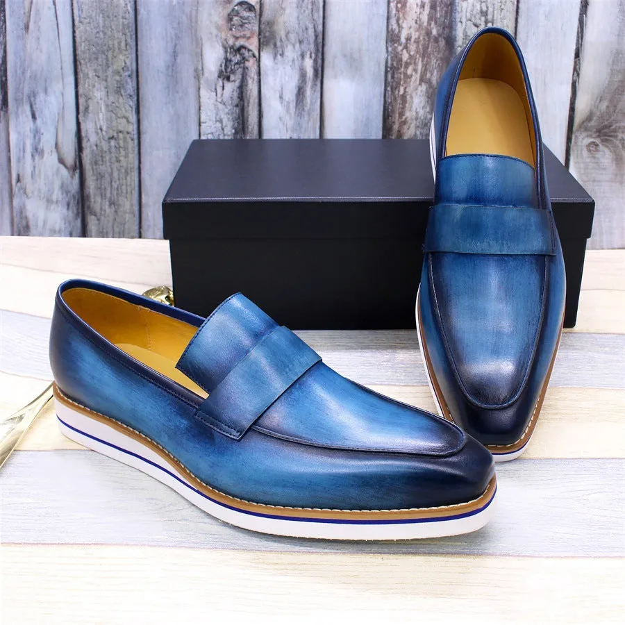 Men Casual Leather Flat Retro Loafers