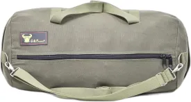 Waxed Canvas All Purpose Military Style Duffle Bag, Water-Resistant, Adjustable Strap, Fully Lined, Double Zipper Closure, heavy Duty, Olive Green