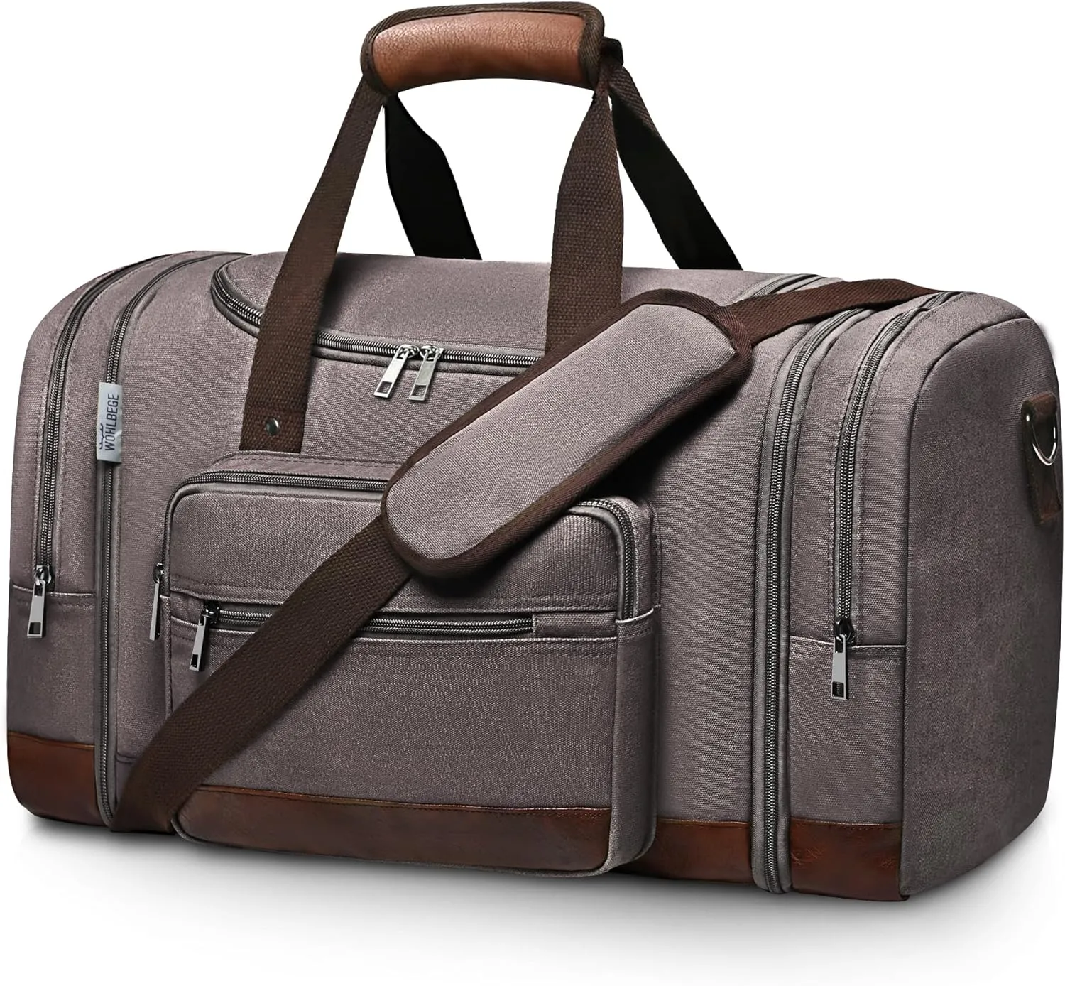 Wolhbege Duffle Bag for Travel,Mens Travel Bag & Carry On Bag for Men with Expandable Design and Luggage Sleeve ?CDuffel Bag for Gym, Weekender, Overnight Trips Grey