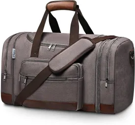 Wolhbege Duffle Bag for Travel,Mens Travel Bag & Carry On Bag for Men with Expandable Design and Luggage Sleeve ?CDuffel Bag for Gym, Weekender, Overnight Trips Grey