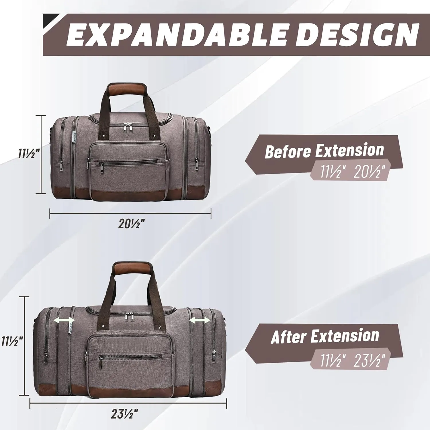 Wolhbege Duffle Bag for Travel,Mens Travel Bag & Carry On Bag for Men with Expandable Design and Luggage Sleeve ?CDuffel Bag for Gym, Weekender, Overnight Trips Grey